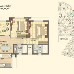 2.5 BHK- Type C- T15-16-17- Prestige Lakeside Habitat Floor Plan