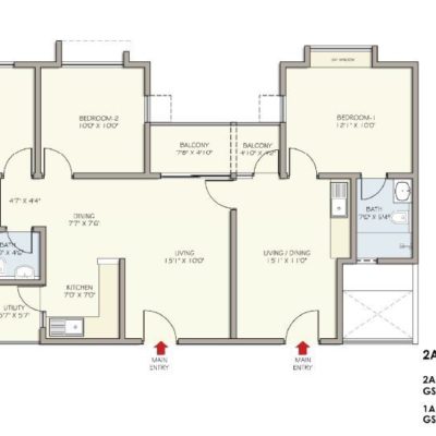 2A+1A floor Plan Republic  of Whitefield