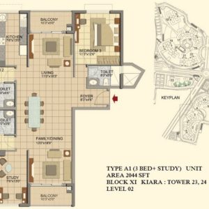 3.5 BHK- TypeA1- T23-24- Prestige Lakeside Habitat Floor Plan