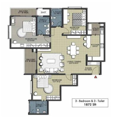 Cedar 3BHK 3T Floor Plan