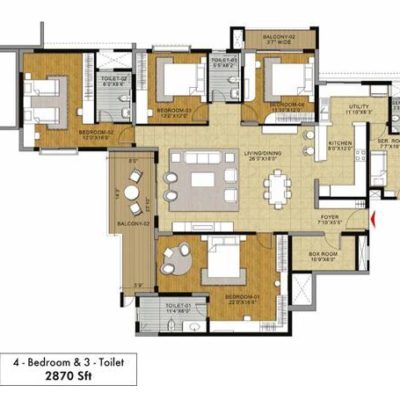 Ginger 4BHK 3T Floor Plan