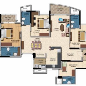 3BHK+Sevant- 2226 sft Salarpuria Casa Irene Floor Plan 