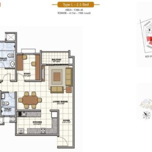 2.5 Bedroom floor Plan Prestige Sunrise Park Bangalore