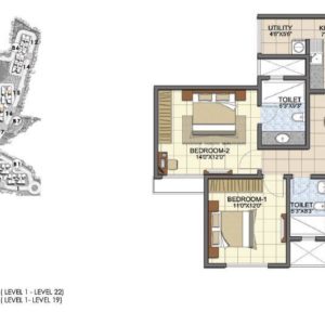 Type B3 2Bed floor Plan Prestige Song of the South