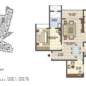 Type C3 2.5 BHK Floor Plan Prestige Song of the South