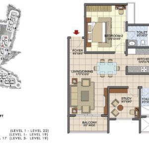 Type C4 2.5 BHK Floor Plan Prestige Song of the South