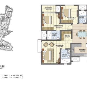 Type E4 3 BHK Floor Plans Prestige Song of the South Plans