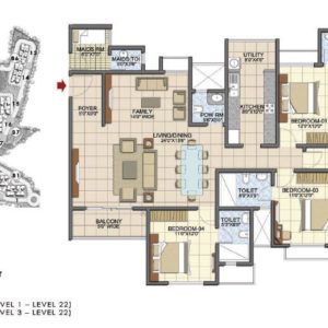 Type F2 4 BHK Floor Plan Prestige Song of the South