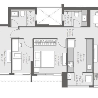 godrej-the-trees-2 bedroom+study-plan