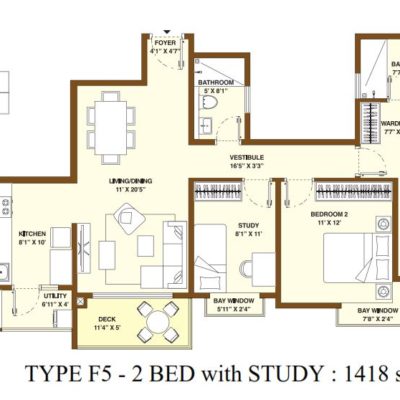 bhartiya-city-nikko-homes-2.5 bed-floor-plan