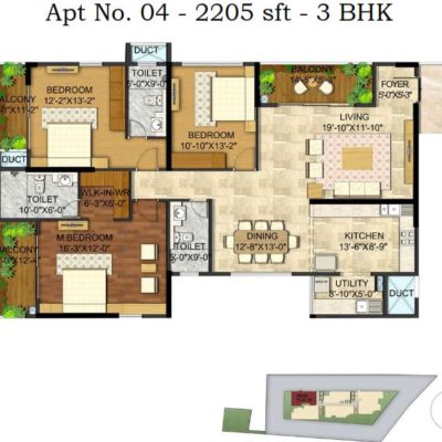 Manikchand 117FF 3 Bedroom Floor Plan