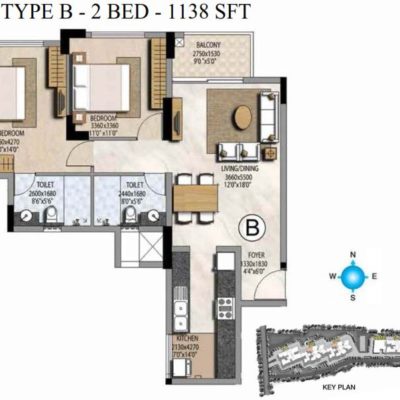 Prestige Misty Waters 2 Bedroom Floor Plans