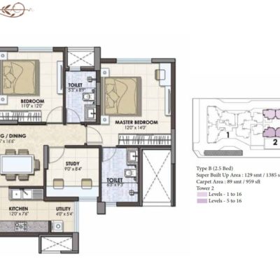 prestige-pinewood-2bhk-floor-plan